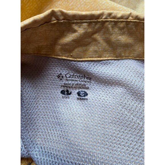 Columbia Mens Yellow Short Sleeve Button-Up Shirt L - Picture 7 of 10